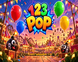 Cover art for 123 POP, a colorful balloon arcade game.
