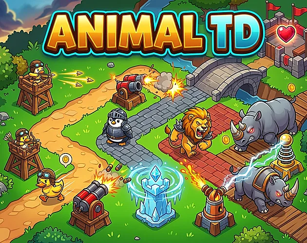 Cover art for Animal TD, a tower defense game.