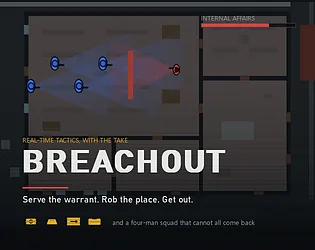 Cover art for Breachout, a top-down tactics game about squad raids.
