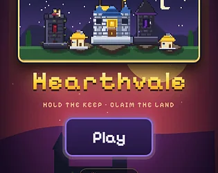 Cover art for Hearthvale, a pixel-art fantasy settlement builder.